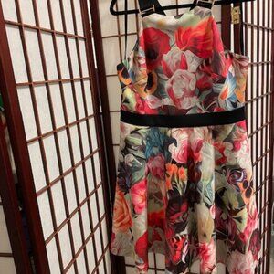 Ted Baker Neoprene Floral A-Line Mini Party Dress - Size 16 (Ted Baker size 5)